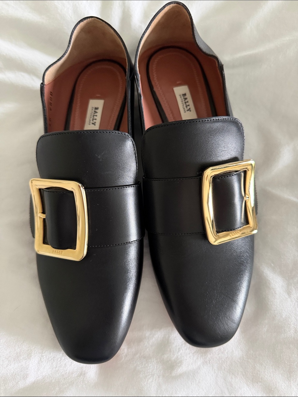 Bally Janelle Black Leather Buckle Loafers